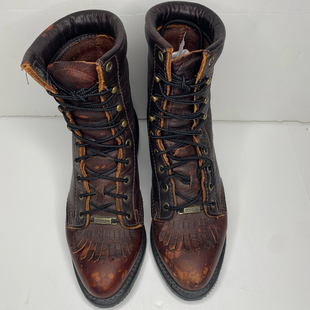 Women’s Double H Lacer 120 Plus Brown Leather Fringe Boots Sz 6.5 - Picture 10 of 15